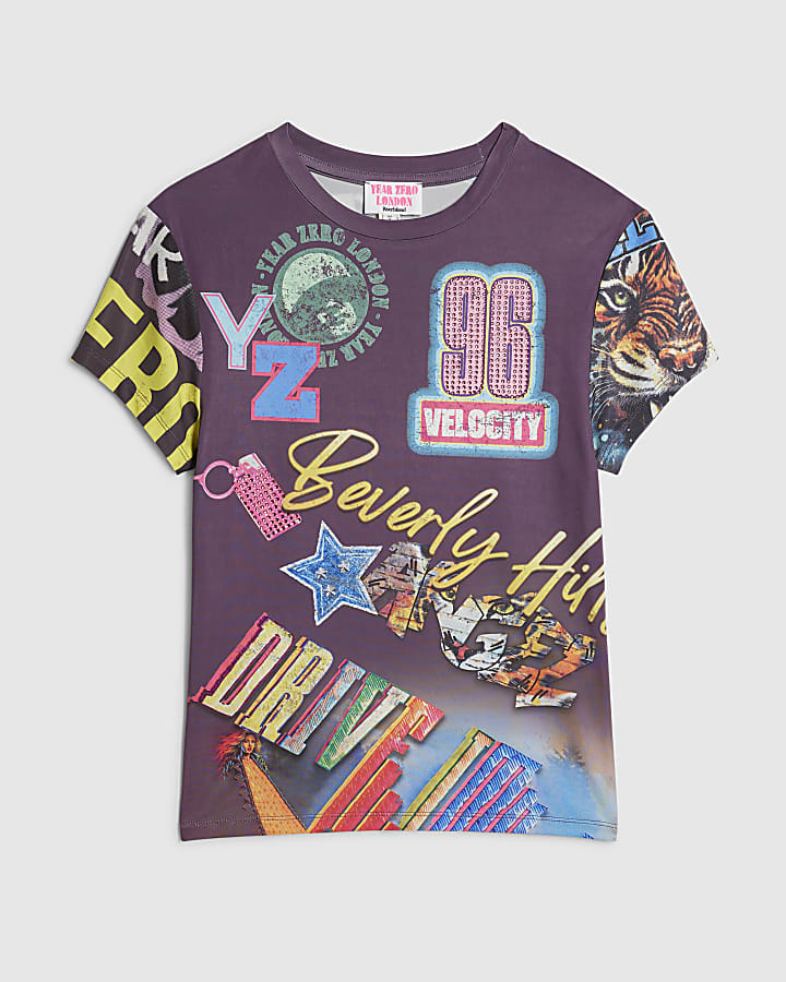 Grey Year Zero Print Fitted T-Shirt