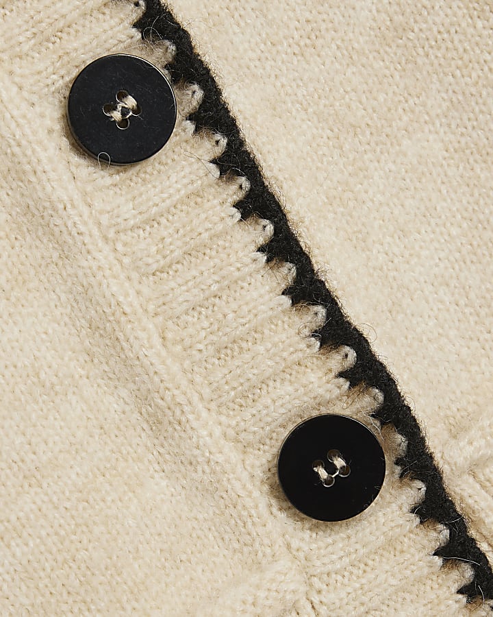 Cream Knitted Tie Neck Waistcoat