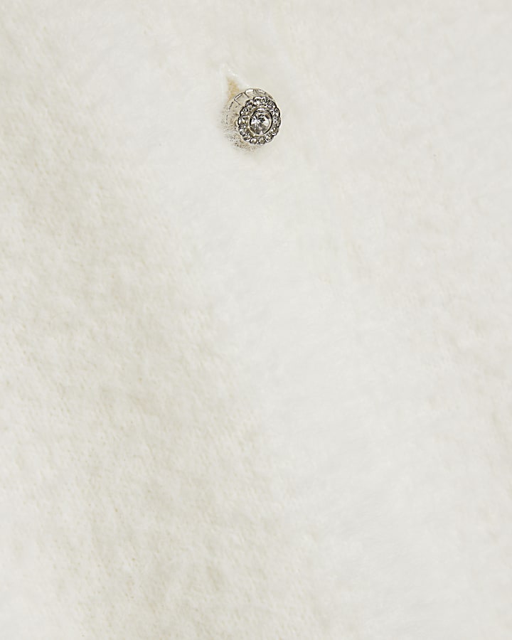 White Fluffy Knit Polo Top