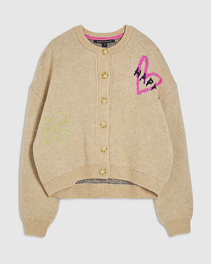 Beige Happy Conversational Cardigan