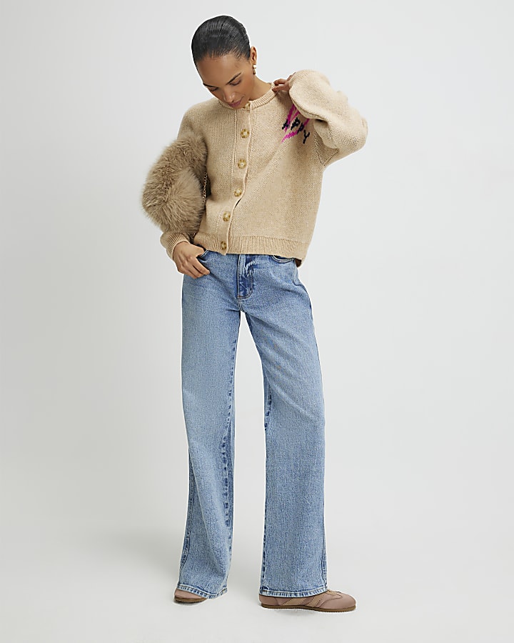 Beige Happy Conversational Cardigan