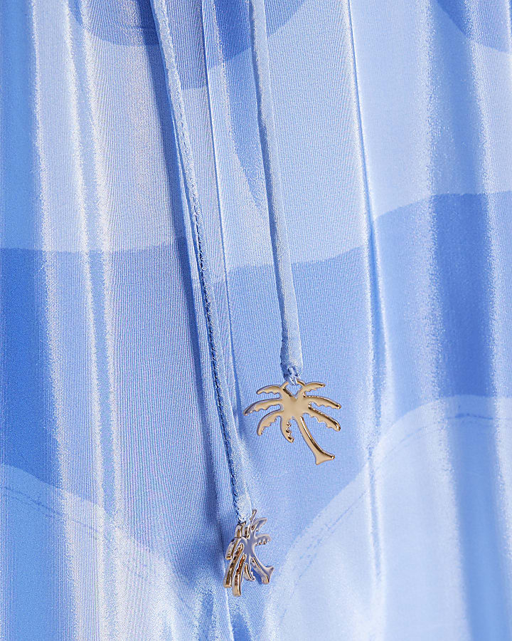 Blue Abstract Palm Print Trousers