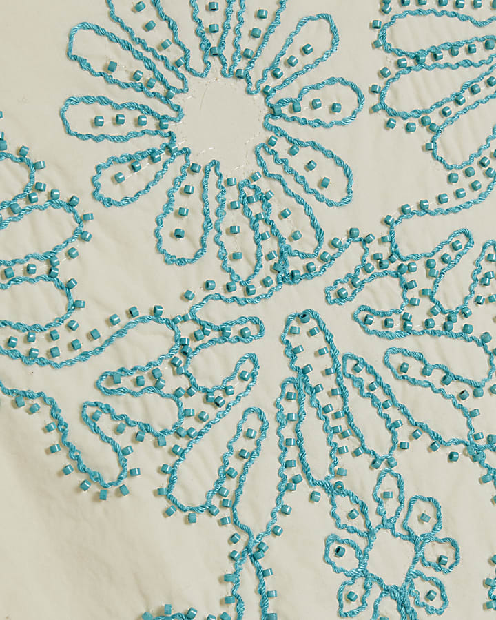 Cream Embroidered Tank Top