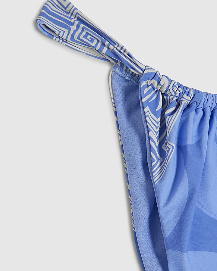 Blue Abstract Print Bikini Bottoms