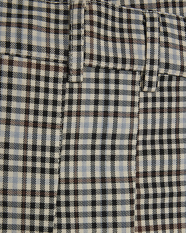 Blue Check Print Pleated Skort