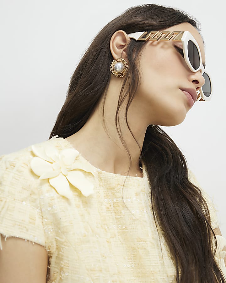 Yellow 3D Flower Boucle Mini Dress