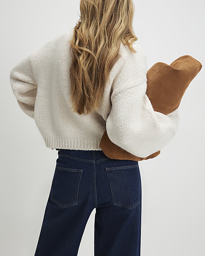 Cream Long Sleeve Embroidered Flower Jumper