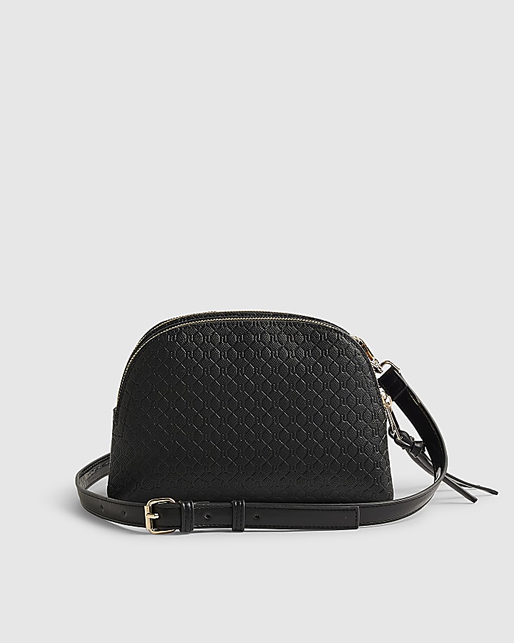 Black Monogram Curved Top Crossbody Bag