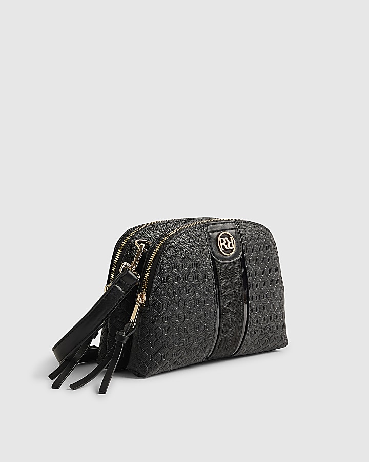 Black Monogram Curved Top Crossbody Bag