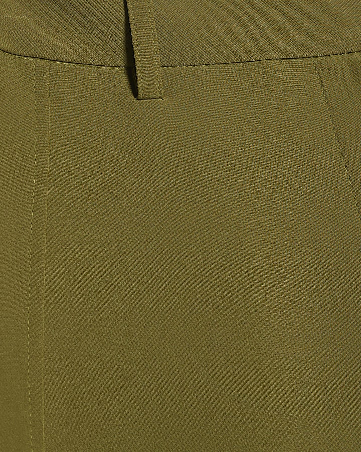 Khaki Tailored Wide Leg Trousers