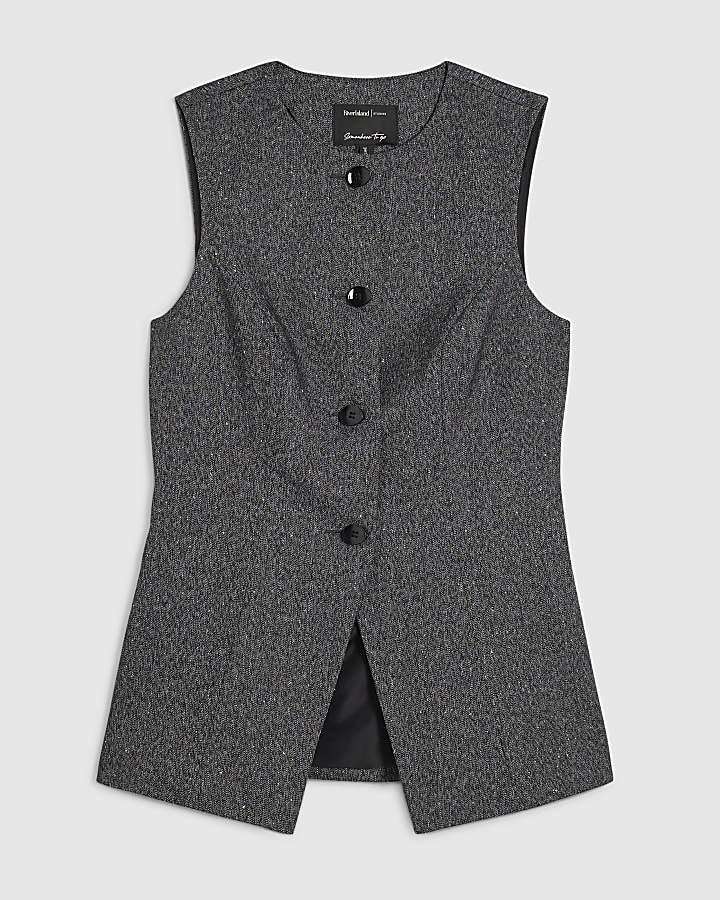 Grey Longline Tailored Waistcoat