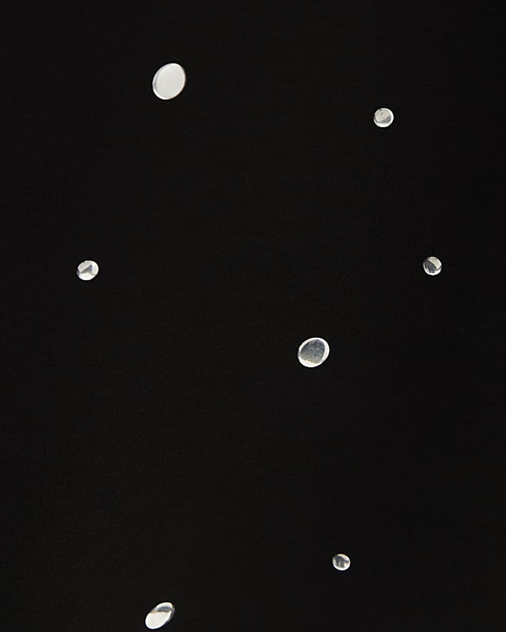 Black Long Sleeve Studded Sweat Dress