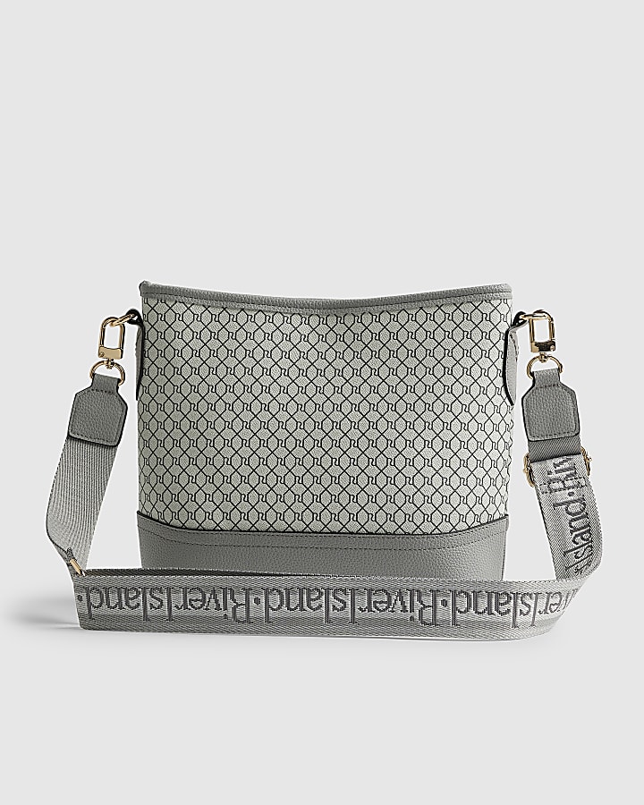 Grey Monogram Webbed Front Bucket Bag