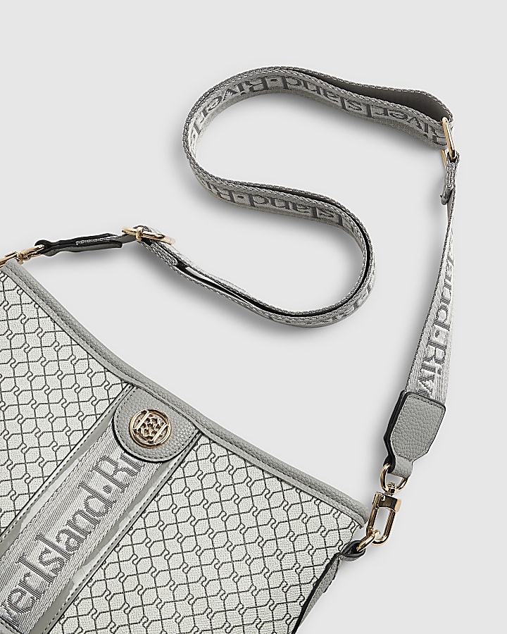 Grey Monogram Webbed Front Bucket Bag