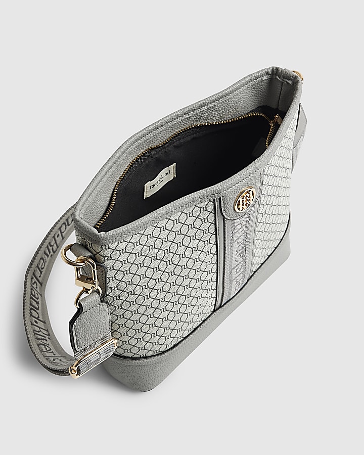 Grey Monogram Webbed Front Bucket Bag