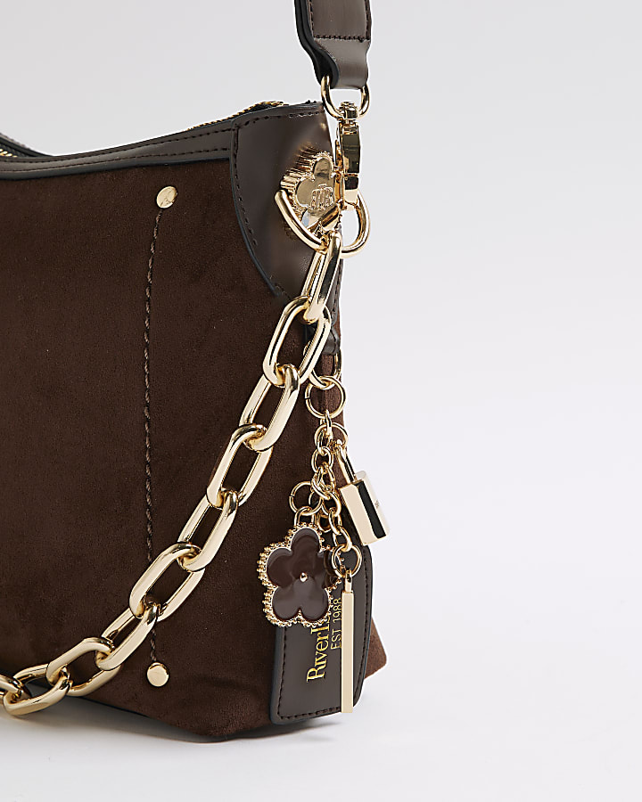 Brown Chain Front Cross Body Bag