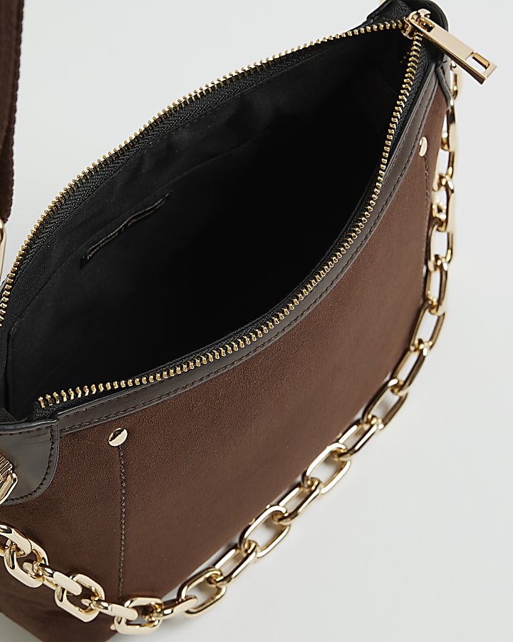 Brown Chain Front Cross Body Bag