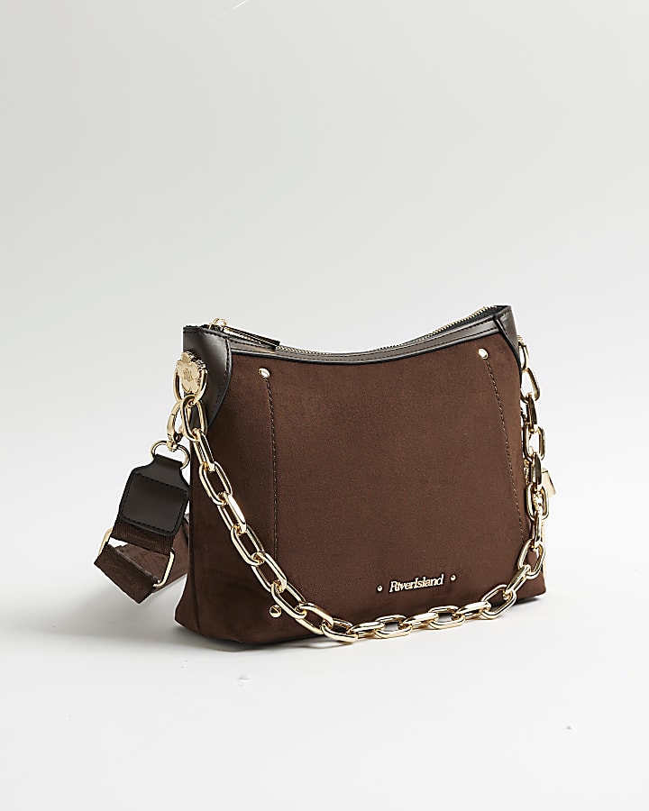 Brown Chain Front Cross Body Bag