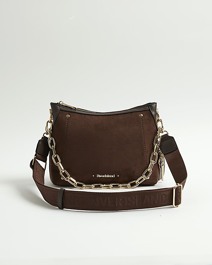 Brown Chain Front Cross Body Bag