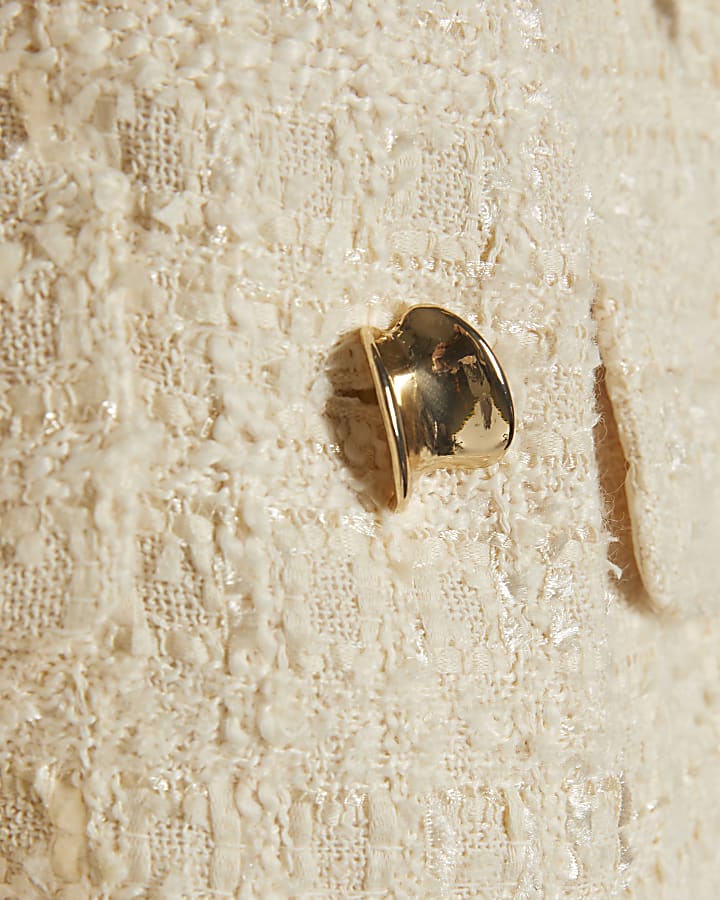 Cream Boucle Collared Top