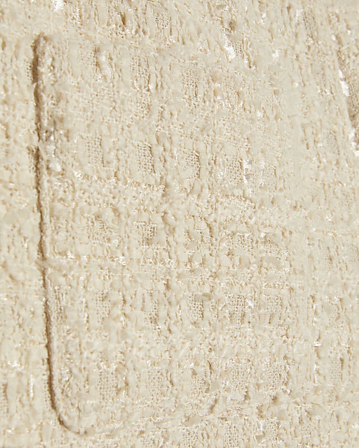 Cream Front Pocket Boucle Shorts