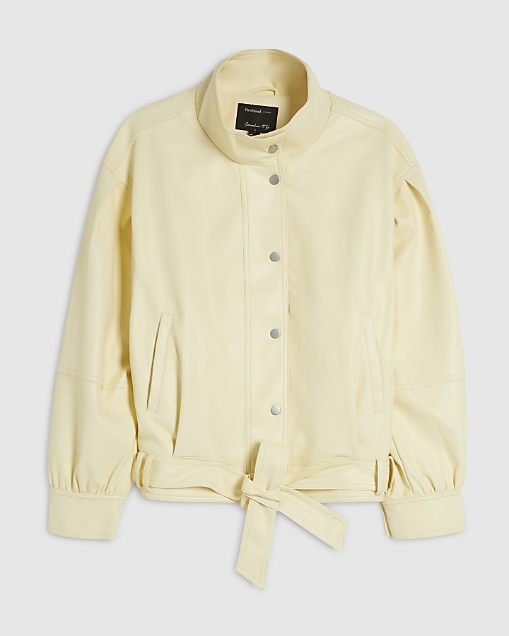 Yellow Batwing Low Belt Bomber Jacket