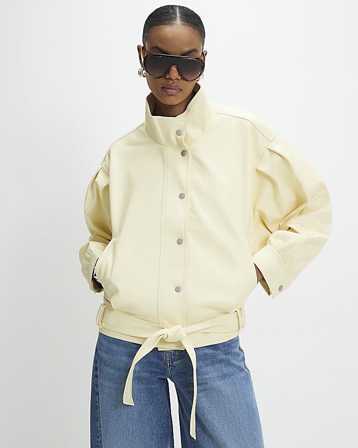 Yellow Batwing Low Belt Bomber Jacket