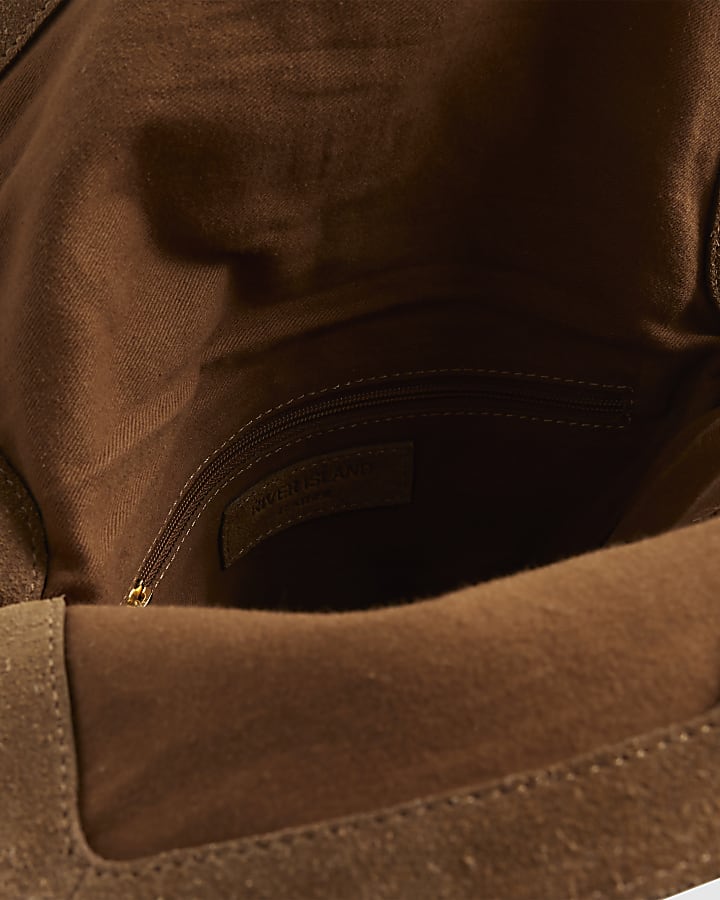 Brown Suede Tassel Chain Shoulder Bag