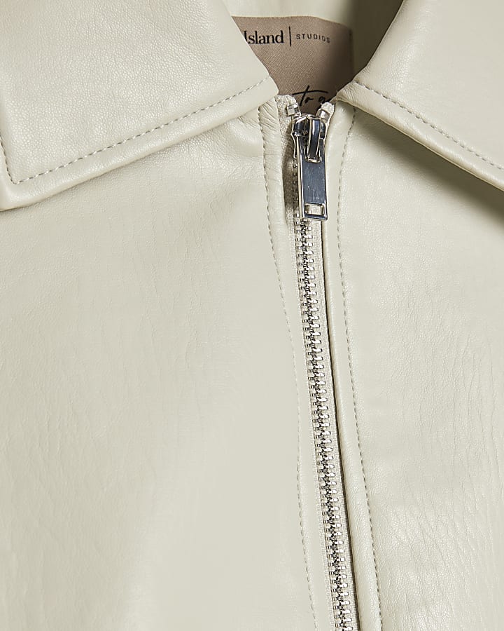 Cream Bubble Hem Padded Bomber Jacket