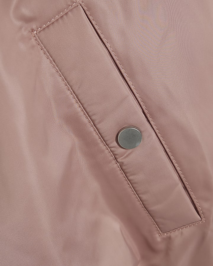 Pink Oversized Ruched Hem Bomber Jacket