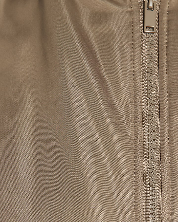 Brown Oversized Bubble Hem Bomber Jacket