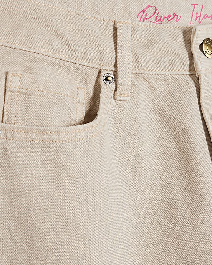 Cream High Waisted Relaxed Straight Leg Jeans