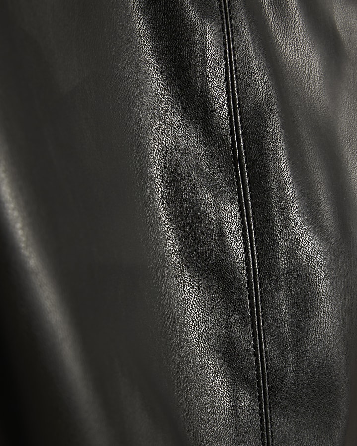 Black Faux Leather Peplum Shell Top