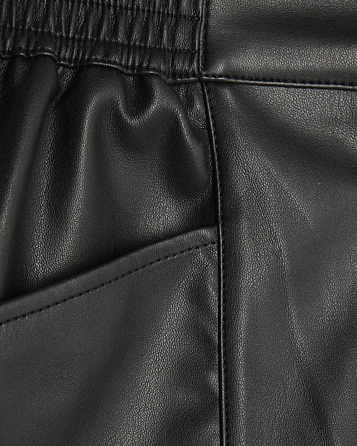 Black Faux Leather Elasticated Shorts