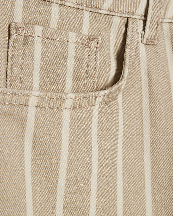 Beige Stripe Wide Leg Trousers