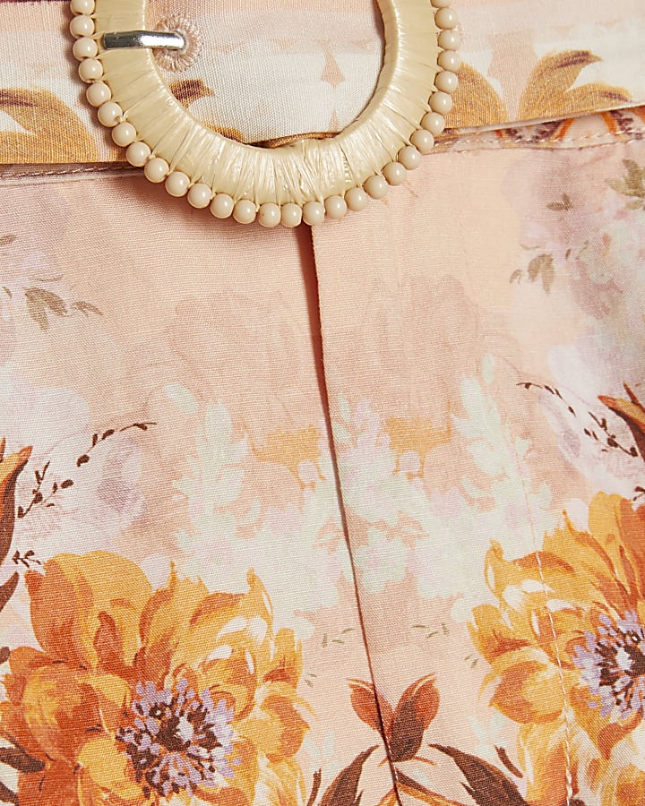 Pink Floral Belted Shorts