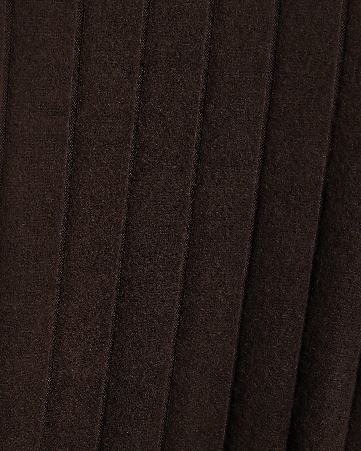 Petite Brown Cosy Wide Ribbed Trousers