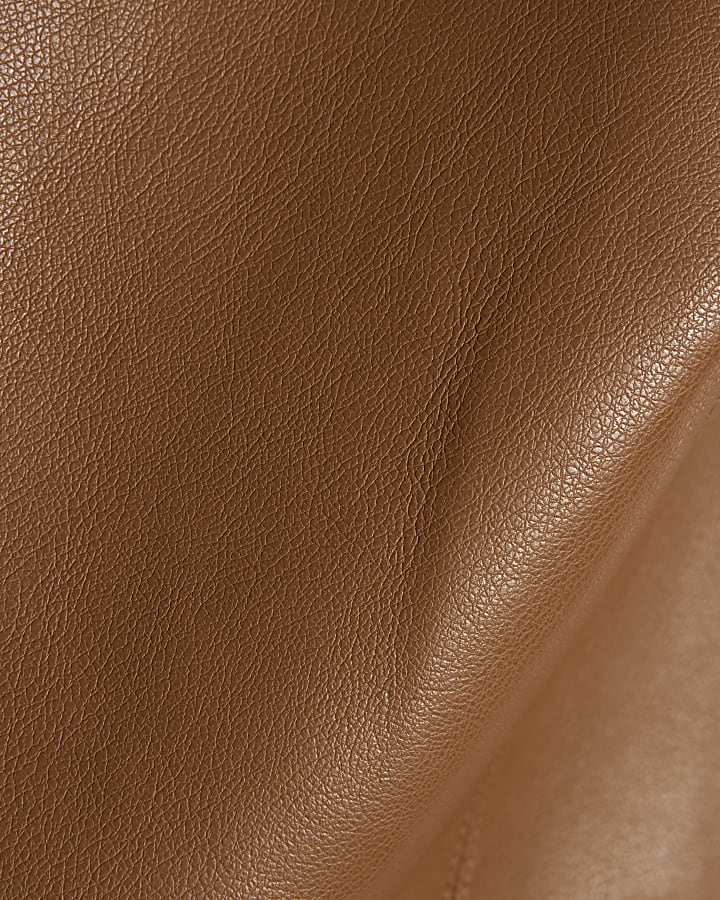 Brown Faux Leather Sleeveless Top