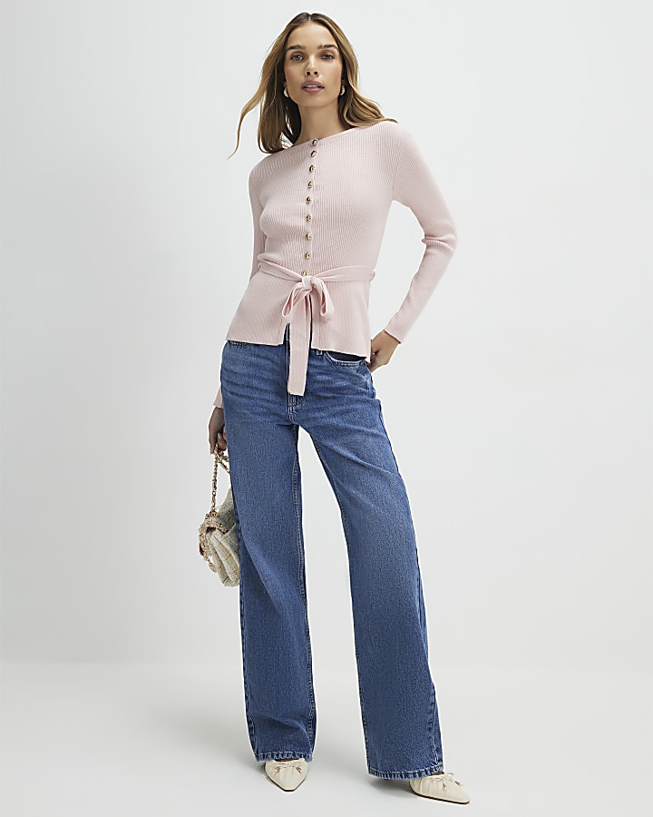 Pink Waisted Cardigan