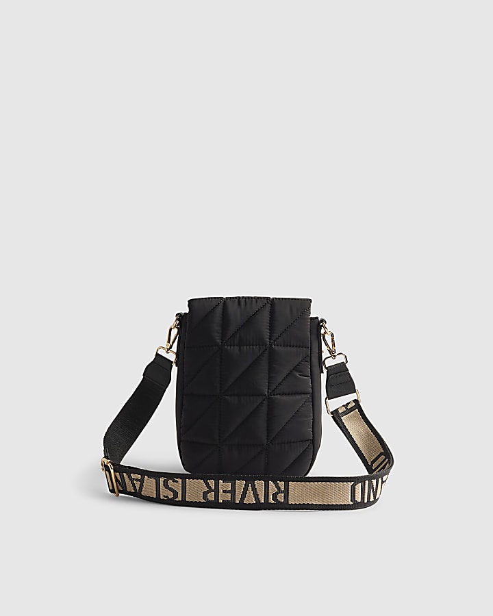 Black Quilted Flap Cross Body Bag