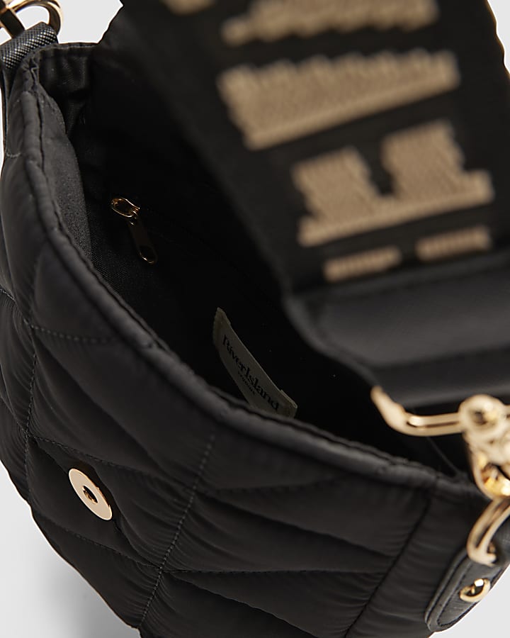 Black Quilted Flap Cross Body Bag