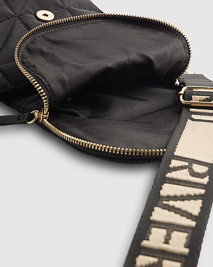 Black Quilted Flap Cross Body Bag
