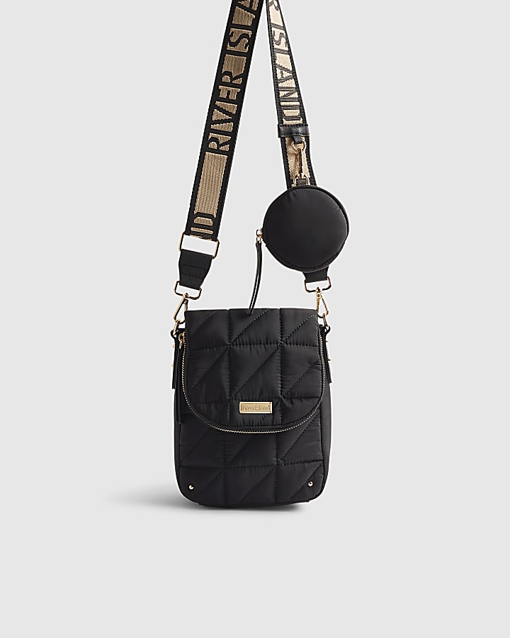 Black Quilted Flap Cross Body Bag