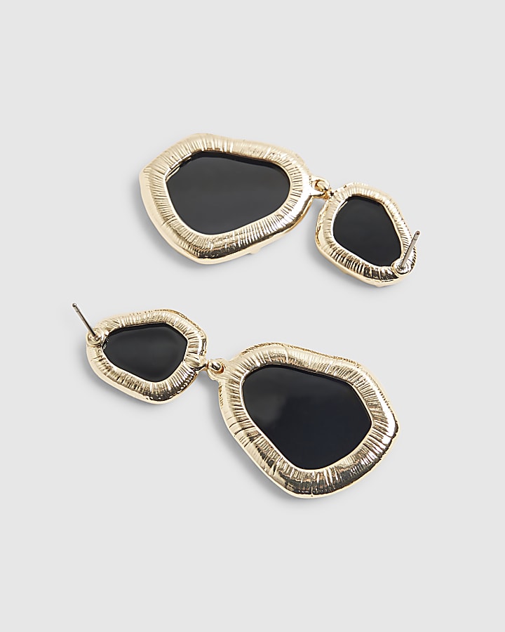 Black Stone Drop Earrings