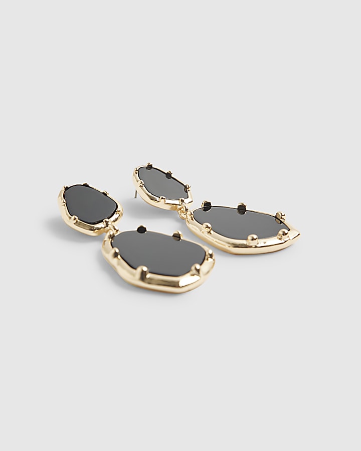 Black Stone Drop Earrings