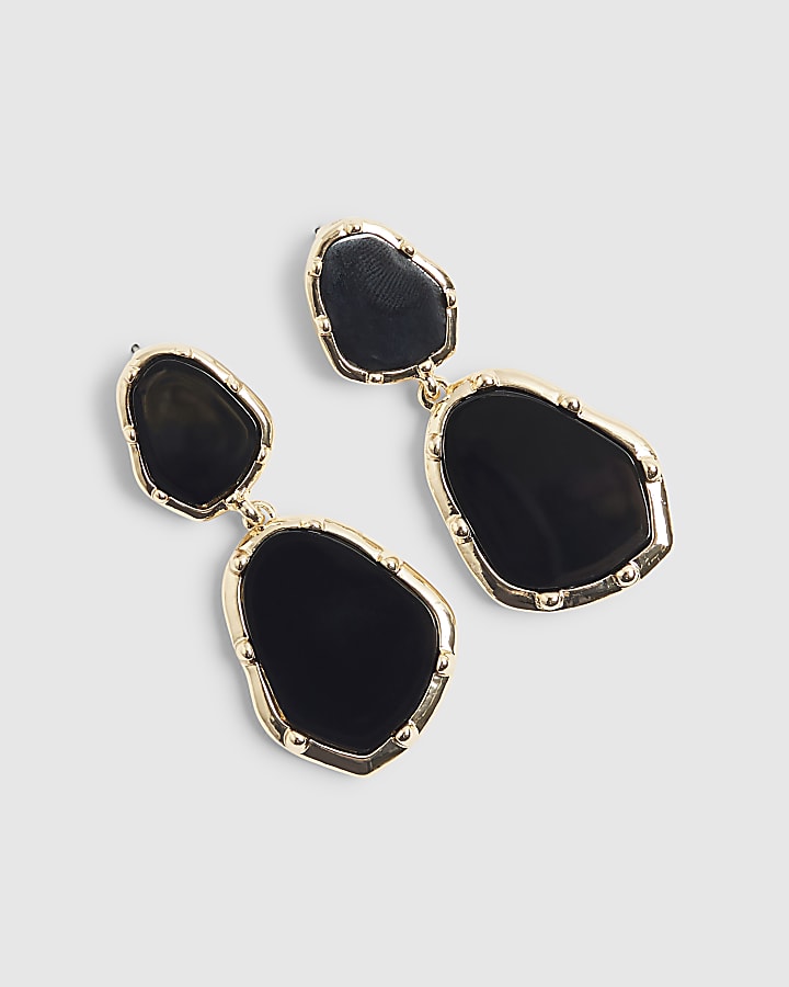 Black Stone Drop Earrings
