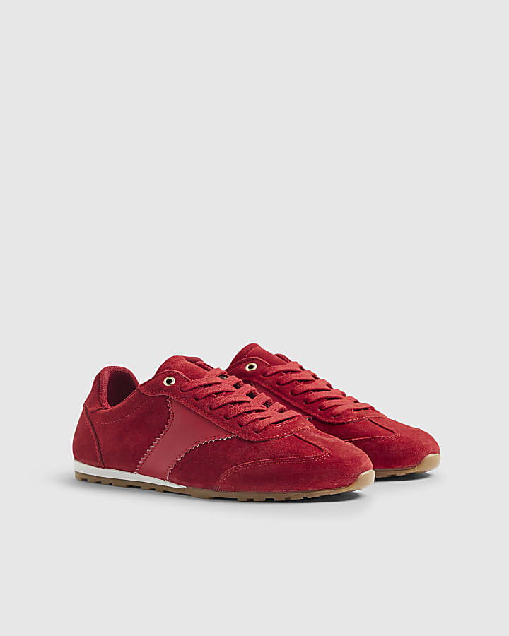Red Suede Retro Trainers