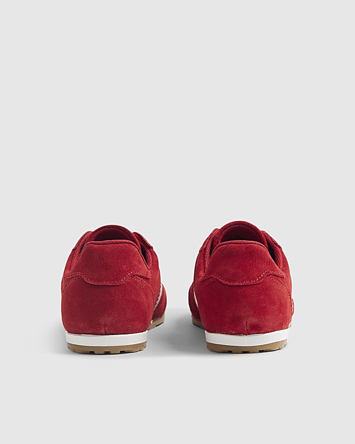 Red Suede Retro Trainers