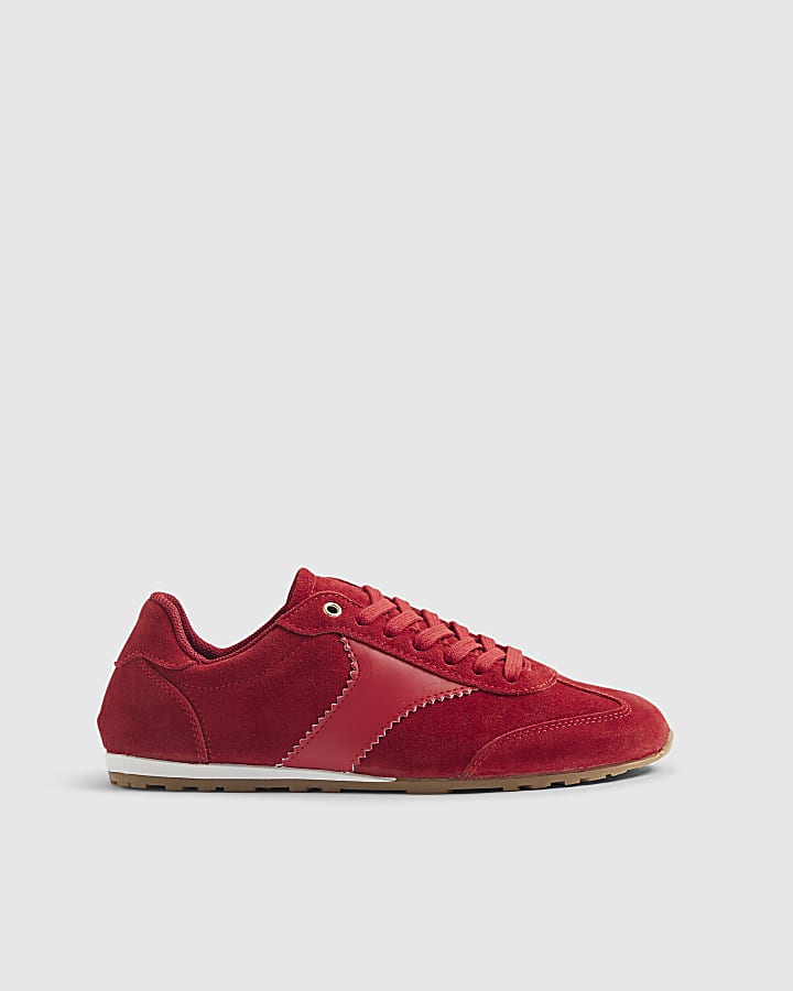 Red Suede Retro Trainers