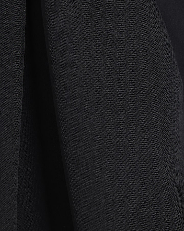 Black Long Sleeve Twist Neck Mini Dress